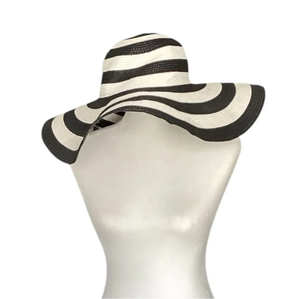 Black and White Striped Women's Sun Hat